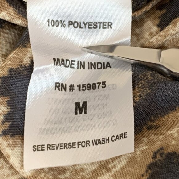 Leopard Print Top Womens Medium Wide Elastic Waist‎ Goldtone Buttons Mob Wife - Picture 6 of 11